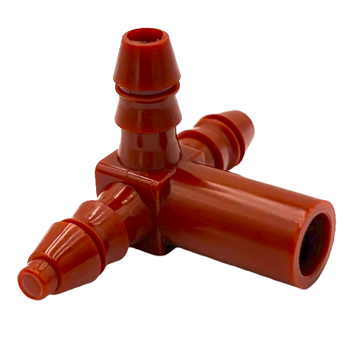 SHORT TEE-PLUG WITH CAP PLASTECH, RED